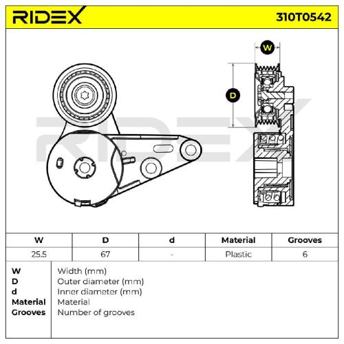 RIDEX 310T0542 Spannrolle Keilrippenriemen für FORD Fiesta Mk6 Schrägheck Bild RIDEX 310T0542 Spannrolle Keilrippenriemen für FORD Fiesta Mk6 Schrägheck