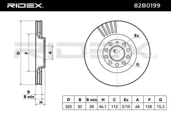 RIDEX 82B0199 2x Bremsscheiben Vorne Ø320mm Belüftet für AUDI A4 Avant Bild RIDEX 82B0199 2x Bremsscheiben Vorne Ø320mm Belüftet für AUDI A4 Avant