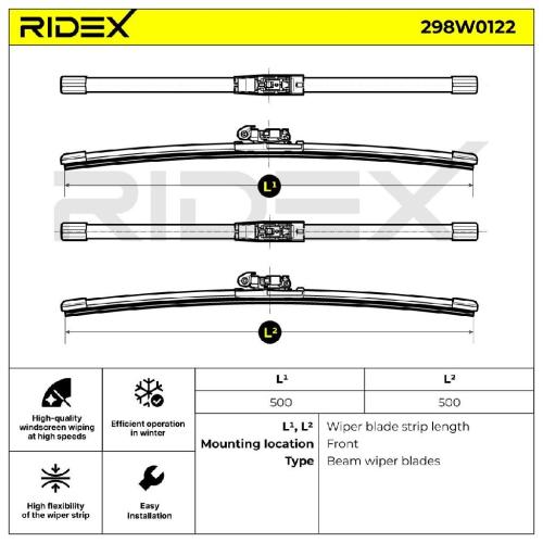 2x RIDEX Scheibenwischer Satz Wischerblätter Satz mit Spoiler Vorne Länge 1: Bild 2x RIDEX Scheibenwischer Satz Wischerblätter Satz mit Spoiler Vorne Länge 1: