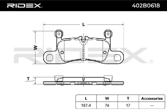 RIDEX Bremsbelagsatz Bremsbeläge Hinten für VW Touareg (7P5, 7P6) Touareg (CR7) Bild RIDEX Bremsbelagsatz Bremsbeläge Hinten für VW Touareg (7P5, 7P6) Touareg (CR7)