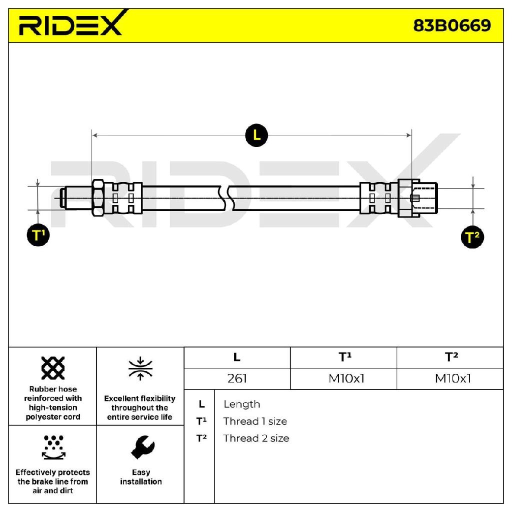 RIDEX Bremsschlauch 83B0669 HINTEN BREMSSCHLÄUCHE für BMW 3 Touring (E91)