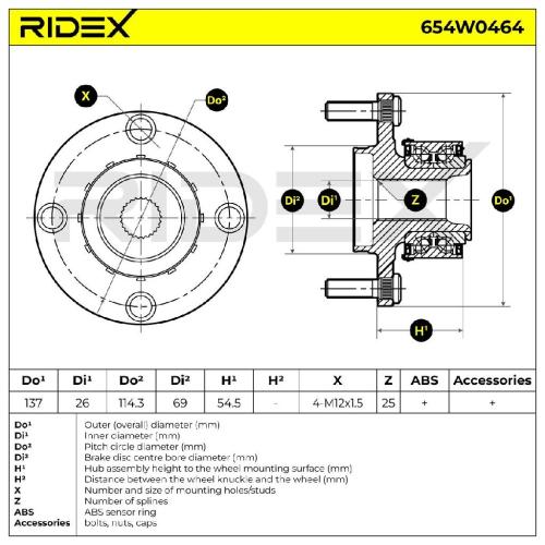RIDEX 654W0464 Radlagersatz pro 1 Rad Vorne beidseitig mit Zubehör A4543300120 Bild RIDEX 654W0464 Radlagersatz pro 1 Rad Vorne beidseitig mit Zubehör A4543300120