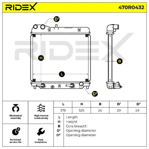 RIDEX 470R0432 Motorkühler / Wasserkühler für SEAT Ibiza II (6K1) Schaltgetriebe Bild RIDEX 470R0432 Motorkühler / Wasserkühler für SEAT Ibiza II (6K1) Schaltgetriebe