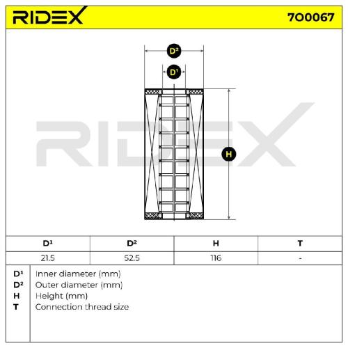 RIDEX Ölfilter Motorölfilter Filtereinsatz mit Dichtungen 7O0067 Bild RIDEX Ölfilter Motorölfilter Filtereinsatz mit Dichtungen 7O0067