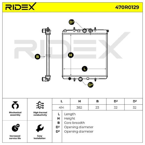 RIDEX 470R0129 Motorkühler / Wasserkühler passend für PEUGEOT 206 Schrägheck Bild RIDEX 470R0129 Motorkühler / Wasserkühler passend für PEUGEOT 206 Schrägheck