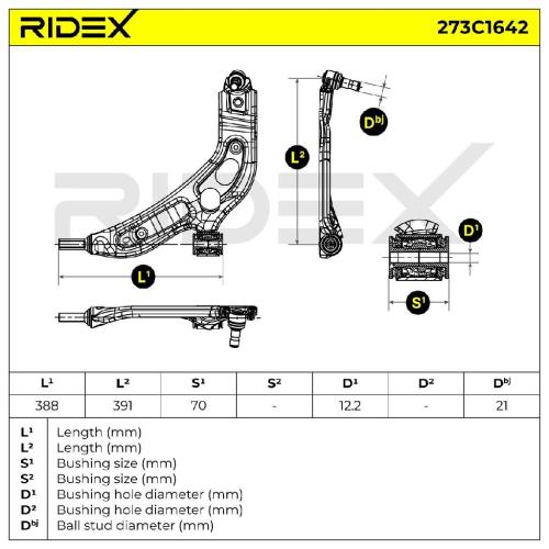 RIDEX 273C1642 Lenker Radaufhängung Querlenker Front links für BMW 1 Schrägheck Bild RIDEX 273C1642 Lenker Radaufhängung Querlenker Front links für BMW 1 Schrägheck