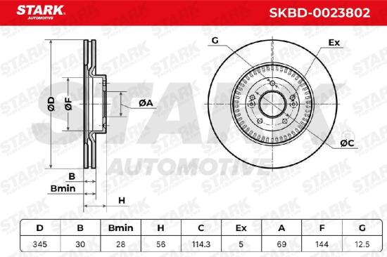 STARK SKBD-0023802 2x Bremsscheiben Vorne Ø345mm innenbelüftet für HYUNDAI Bild STARK SKBD-0023802 2x Bremsscheiben Vorne Ø345mm innenbelüftet für HYUNDAI