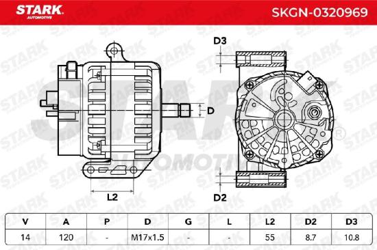 STARK SKGN-0320969 Lichtmaschine 120A 12V ohne Freilaufriemenscheibe für OPEL Bild STARK SKGN-0320969 Lichtmaschine 120A 12V ohne Freilaufriemenscheibe für OPEL