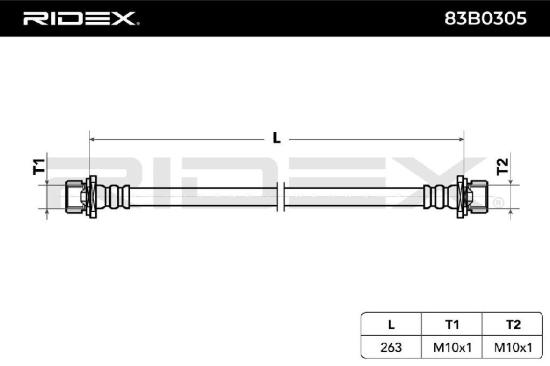 RIDEX Bremsschlauch 83B0305 VORNE links HINTEN rechts VORNE beidseitig Länge: Bild RIDEX Bremsschlauch 83B0305 VORNE links HINTEN rechts VORNE beidseitig Länge: