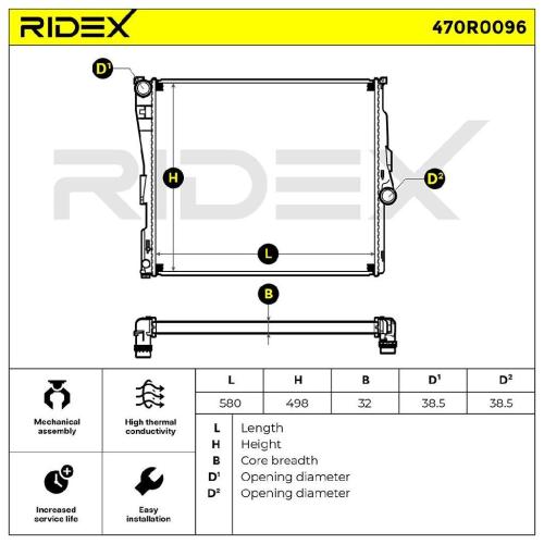 RIDEX 470R0096 Motorkühler / Wasserkühler für BMW X3 (E83) 17113400013 R12089 Bild RIDEX 470R0096 Motorkühler / Wasserkühler für BMW X3 (E83) 17113400013 R12089