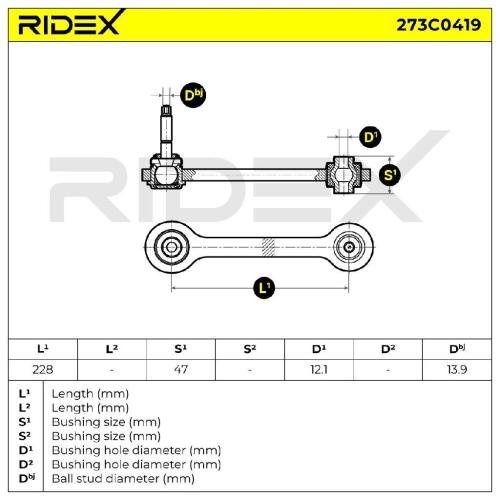 RIDEX 273C0419 Lenker Radaufhängung Schräglenker Rear beidseitig für SAAB Bild RIDEX 273C0419 Lenker Radaufhängung Schräglenker Rear beidseitig für SAAB