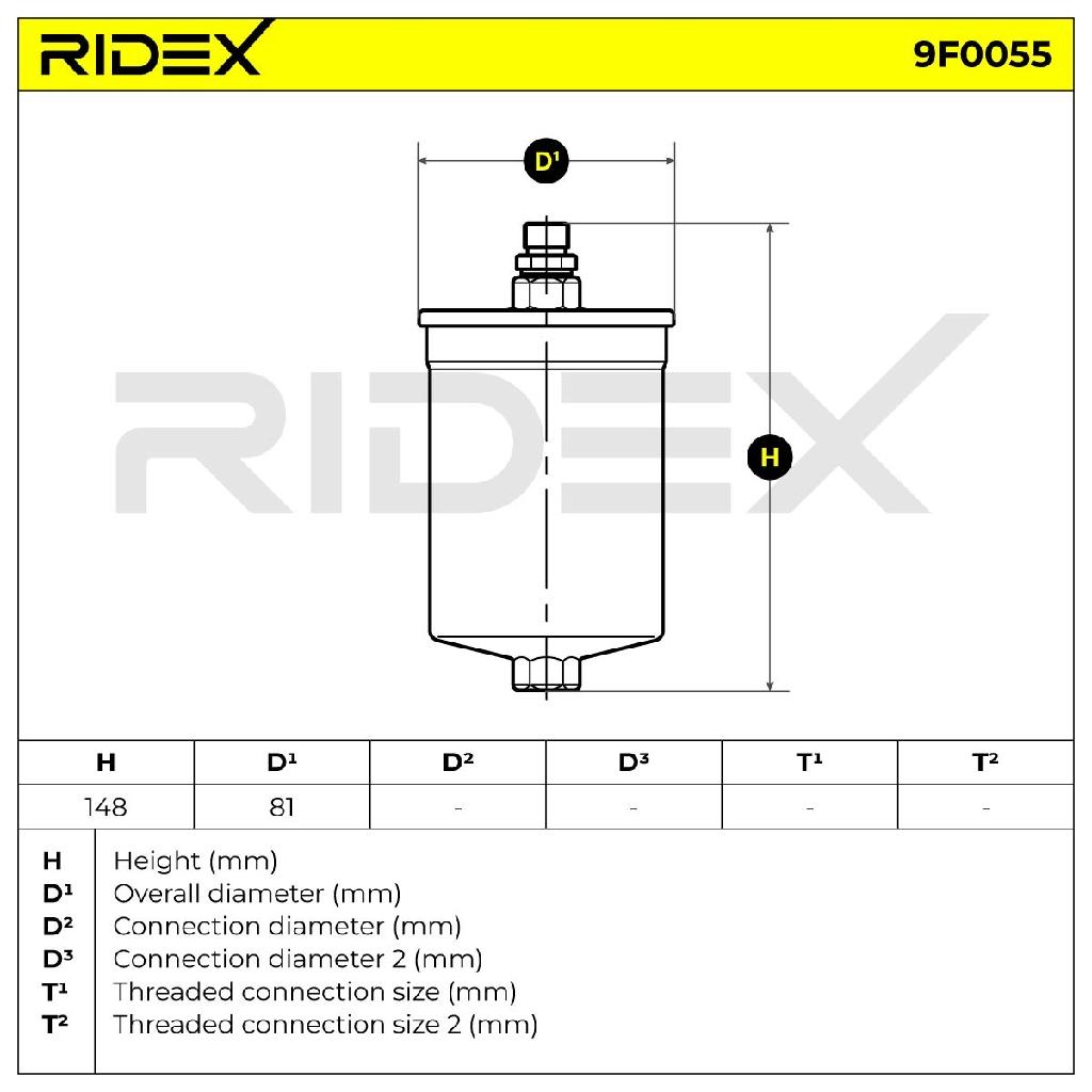 RIDEX 9F0055 Kraftstofffilter Line Filter passend für MERCEDES-BENZ 0024770301