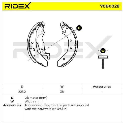 RIDEX Bremsbacken Satz für Trommelbremse Hinten mit Handbremshebel für HONDA Bild RIDEX Bremsbacken Satz für Trommelbremse Hinten mit Handbremshebel für HONDA