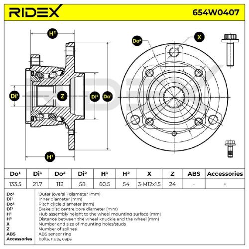 RIDEX 654W0407 Radlagersatz pro 1 Rad Hinten beidseitig für SMART CITY-COUPE Bild RIDEX 654W0407 Radlagersatz pro 1 Rad Hinten beidseitig für SMART CITY-COUPE