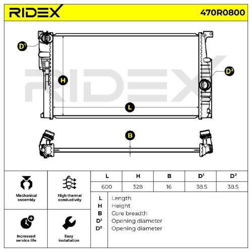 RIDEX 470R0800 Motorkühler / Wasserkühler für BMW 1 Schrägheck (F20) 17117600511 Bild RIDEX 470R0800 Motorkühler / Wasserkühler für BMW 1 Schrägheck (F20) 17117600511