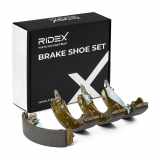 RIDEX Bremsbacken Satz für Trommelbremse Hinten mit Handbremshebel für VW 200mm