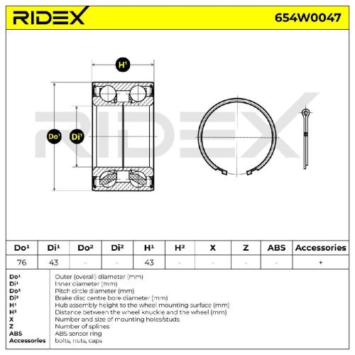 RIDEX 654W0047 Radlagersatz pro 1 Rad Vorne beidseitig für NISSAN X-TRAIL (T30) Bild RIDEX 654W0047 Radlagersatz pro 1 Rad Vorne beidseitig für NISSAN X-TRAIL (T30)