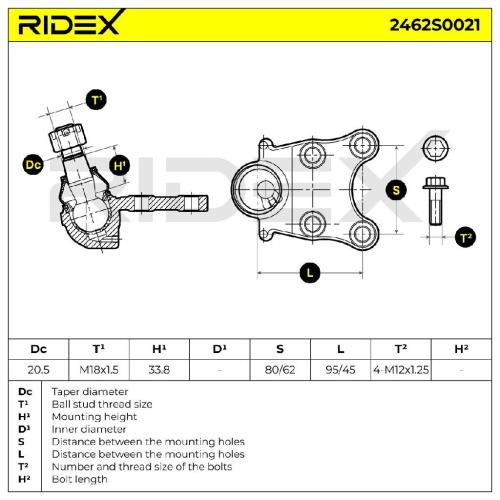 RIDEX 2462S0021 Traggelenk Führungsgelenk Vorne für ISUZU D-MAX (TFR, TFS) Bild RIDEX 2462S0021 Traggelenk Führungsgelenk Vorne für ISUZU D-MAX (TFR, TFS)