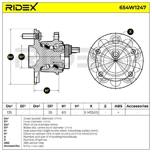 RIDEX 654W1247 Radlagersatz pro 1 Rad Hinten rechts für TOYOTA 4245046010 Bild RIDEX 654W1247 Radlagersatz pro 1 Rad Hinten rechts für TOYOTA 4245046010