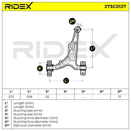 RIDEX 273C0127 Lenker Radaufhängung Querlenker Front für ALFA ROMEO SPIDER Bild RIDEX 273C0127 Lenker Radaufhängung Querlenker Front für ALFA ROMEO SPIDER