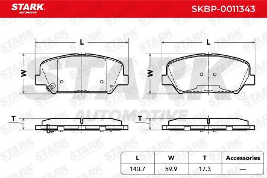 STARK Bremsbelagsatz Bremsbeläge Vorne für HYUNDAI i30 (GD) für KIA CEE'D (JD) Bild STARK Bremsbelagsatz Bremsbeläge Vorne für HYUNDAI i30 (GD) für KIA CEE'D (JD)