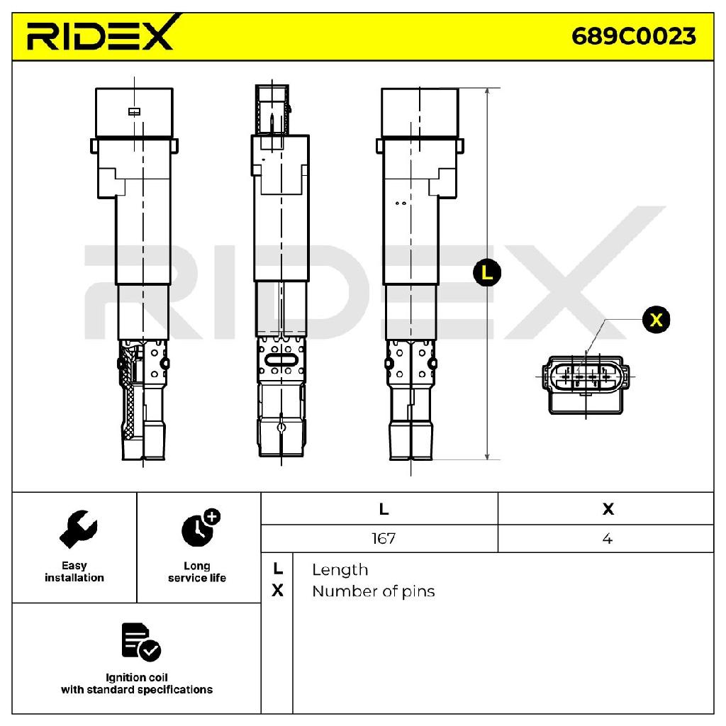 RIDEX 689C0023 Zündspule für VW Golf 1V Schrägheck (1J1) 22905100E 22905100H