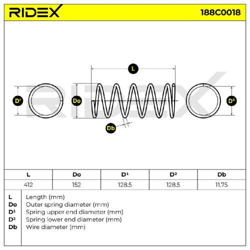 RIDEX 188C0018 2x Federn Fahrwerksfedern Vorne für FORD FOCUS (DAW, DBW) Bild RIDEX 188C0018 2x Federn Fahrwerksfedern Vorne für FORD FOCUS (DAW, DBW)