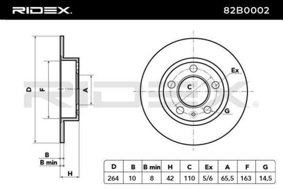 RIDEX 82B0002 2x Bremsscheiben Hinten Ø264mm voll für OPEL ZAFIRA B (A05) Bild RIDEX 82B0002 2x Bremsscheiben Hinten Ø264mm voll für OPEL ZAFIRA B (A05)