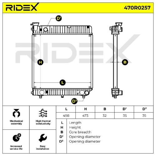 RIDEX 470R0257 Motorkühler / Wasserkühler passend für MERCEDES-BENZ T1 Kasten Bild RIDEX 470R0257 Motorkühler / Wasserkühler passend für MERCEDES-BENZ T1 Kasten