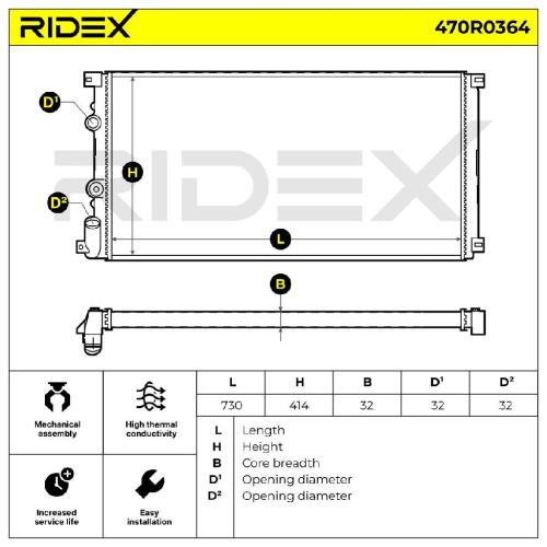 RIDEX 470R0364 Motorkühler / Wasserkühler für RENAULT Master 1I Kasten (FD) Bild RIDEX 470R0364 Motorkühler / Wasserkühler für RENAULT Master 1I Kasten (FD)