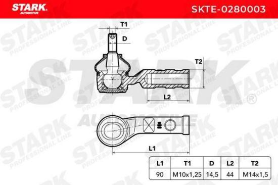 STARK Spurstangenkopf Vorderachse links außen Traggelenk M10X1.25 SKTE-0280003 Bild STARK Spurstangenkopf Vorderachse links außen Traggelenk M10X1.25 SKTE-0280003
