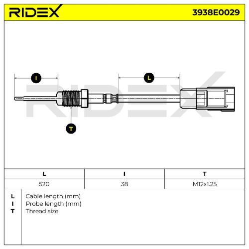 RIDEX 3938E0029 Abgastemperatursensor für FORD KUGA I 1508575 8V4112B591BA Bild RIDEX 3938E0029 Abgastemperatursensor für FORD KUGA I 1508575 8V4112B591BA