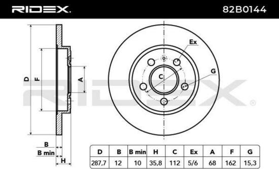RIDEX 82B0144 2x Bremsscheiben Hinten Ø287,7mm voll für AUDI A4 Avant Bild RIDEX 82B0144 2x Bremsscheiben Hinten Ø287,7mm voll für AUDI A4 Avant
