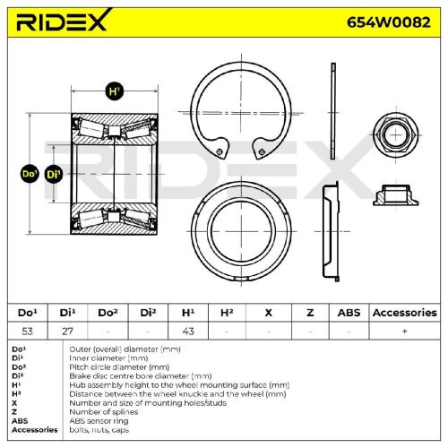 RIDEX 654W0082 Radlagersatz pro 1 Rad Hinten beidseitig Kegelrollenlager Bild RIDEX 654W0082 Radlagersatz pro 1 Rad Hinten beidseitig Kegelrollenlager