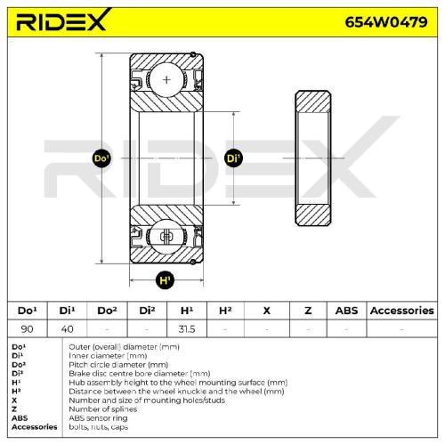 RIDEX 654W0479 Radlagersatz pro 1 Rad Hinten für OPEL Frontera B SUV (U99) Bild RIDEX 654W0479 Radlagersatz pro 1 Rad Hinten für OPEL Frontera B SUV (U99)
