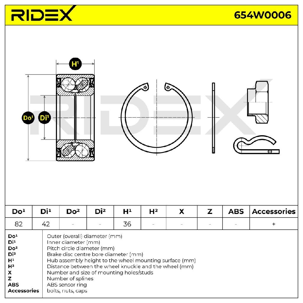 RIDEX 654W0006 Radlagersatz pro 1 Rad Vorne beidseitig Hinten für VW Golf 5I