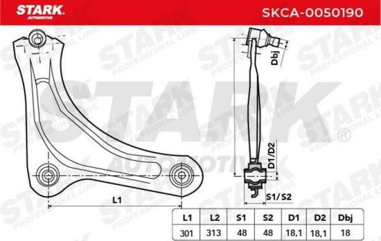 STARK SKCA-0050190 Lenker Radaufhängung Querlenker Front rechts für TOYOTA AYGO Bild STARK SKCA-0050190 Lenker Radaufhängung Querlenker Front rechts für TOYOTA AYGO
