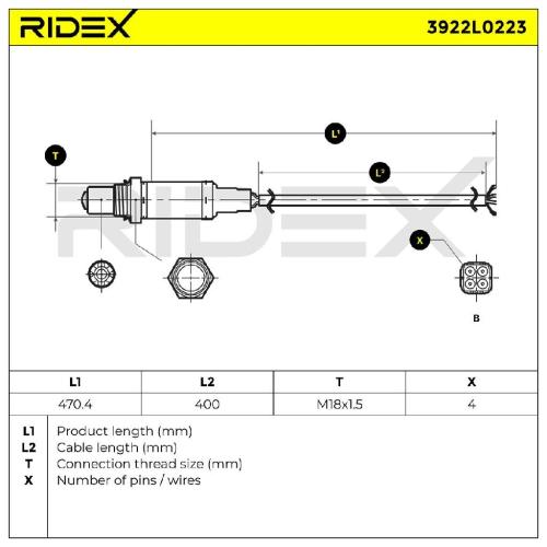 RIDEX 3922L0223 Lambdasonde Oxygen O2 Sensor Beheizt für VW Transporter T1V Bus Bild RIDEX 3922L0223 Lambdasonde Oxygen O2 Sensor Beheizt für VW Transporter T1V Bus
