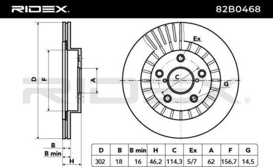 RIDEX 82B0468 2x Bremsscheiben Vorne Ø302mm Belüftet für TOYOTA RAV 4 I Bild RIDEX 82B0468 2x Bremsscheiben Vorne Ø302mm Belüftet für TOYOTA RAV 4 I
