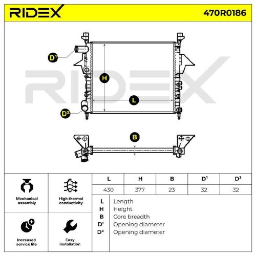 RIDEX 470R0186 Motorkühler / Wasserkühler für RENAULT Twingo 1 (C06) 7701352580 Bild RIDEX 470R0186 Motorkühler / Wasserkühler für RENAULT Twingo 1 (C06) 7701352580