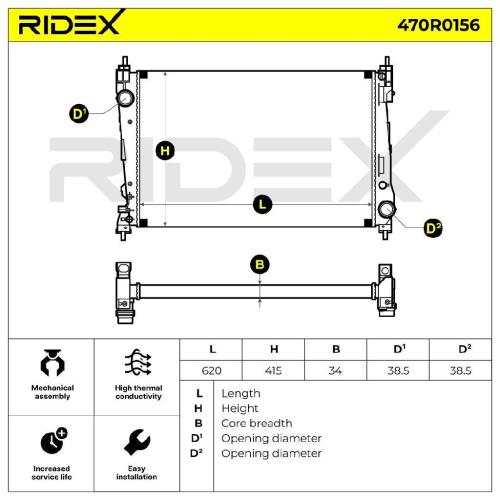 RIDEX 470R0156 Motorkühler / Wasserkühler für OPEL Corsa D Schrägheck (S07) Bild RIDEX 470R0156 Motorkühler / Wasserkühler für OPEL Corsa D Schrägheck (S07)