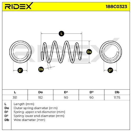 RIDEX 188C0323 2x Federn Fahrwerksfedern Vorne für RENAULT 8200127287 Bild RIDEX 188C0323 2x Federn Fahrwerksfedern Vorne für RENAULT 8200127287