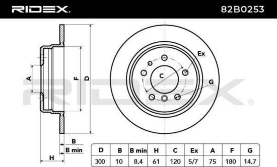 RIDEX 82B0253 2x Bremsscheiben Hinten Ø300mm voll für BMW 5 Limousine (E34) Bild RIDEX 82B0253 2x Bremsscheiben Hinten Ø300mm voll für BMW 5 Limousine (E34)