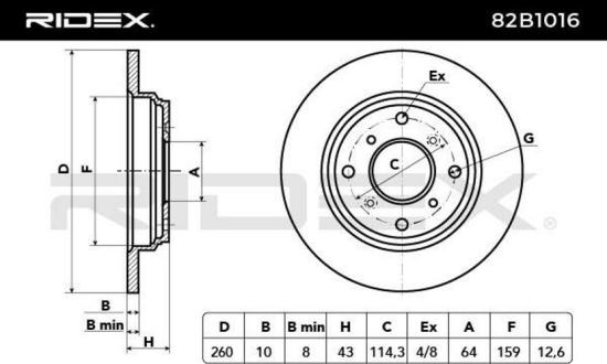 RIDEX 82B1016 2x Bremsscheiben Hinten Ø259,6mm voll für HONDA PRELUDE V Bild RIDEX 82B1016 2x Bremsscheiben Hinten Ø259,6mm voll für HONDA PRELUDE V