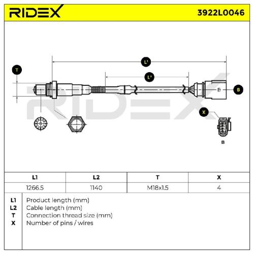 RIDEX 3922L0046 Lambdasonde Oxygen O2 Sensor Beheizt für VW Golf 1V Schrägheck Bild RIDEX 3922L0046 Lambdasonde Oxygen O2 Sensor Beheizt für VW Golf 1V Schrägheck