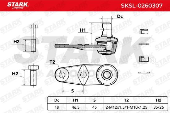 STARK SKSL-0260307 Traggelenk Führungsgelenk Vorne für RENAULT Twingo 1I (CN0) Bild STARK SKSL-0260307 Traggelenk Führungsgelenk Vorne für RENAULT Twingo 1I (CN0)