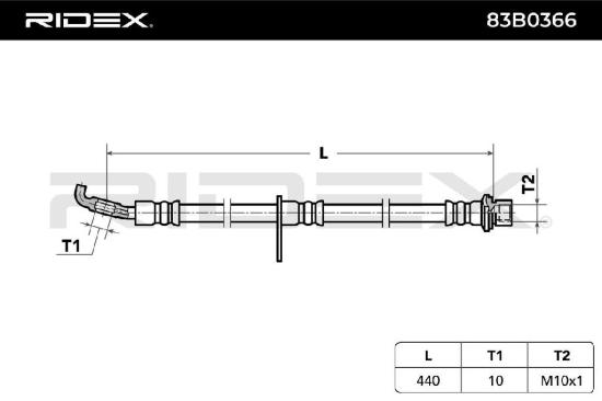 RIDEX Bremsschlauch 83B0366 VORNE BREMSSCHLÄUCHE Länge: 440mm für TOYOTA Bild RIDEX Bremsschlauch 83B0366 VORNE BREMSSCHLÄUCHE Länge: 440mm für TOYOTA