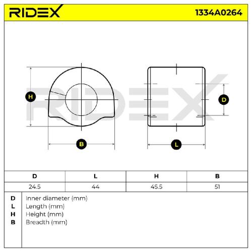 RIDEX 1334A0264 Stabilisatorlager Gummilager Lagerung Vorne Bild RIDEX 1334A0264 Stabilisatorlager Gummilager Lagerung Vorne