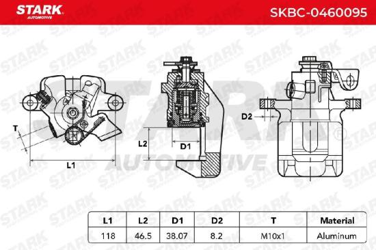 STARK SKBC-0460095 Bremssattel Bremszange Hinten rechts passend für PEUGEOT für Bild STARK SKBC-0460095 Bremssattel Bremszange Hinten rechts passend für PEUGEOT für
