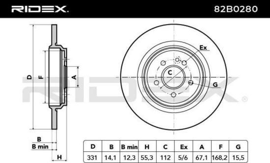 RIDEX 82B0280 2x Bremsscheiben Hinten Ø331mm voll passend für MERCEDES-BENZ Bild RIDEX 82B0280 2x Bremsscheiben Hinten Ø331mm voll passend für MERCEDES-BENZ